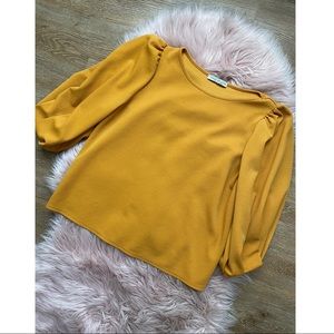 Green Envelope Bubble Sleeve Crop Top